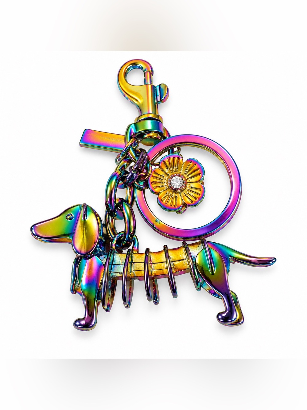 Coach Iridescent Multicolor Dachshund Key Charm with Daisy